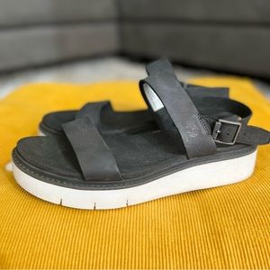 Womens 10 Timberland Platform Sandals Black White